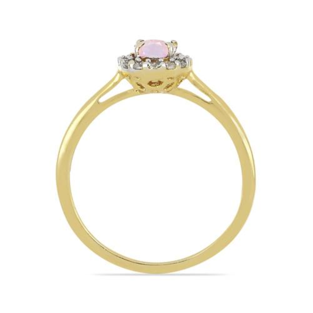 BUY 14K GOLD NATURAL ETHIOPIAN OPAL GEMSTONE HALO RING