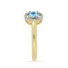BUY REAL SWISS BLUE TOPAZ GEMSTONE 14K GOLD WHITE DIAMOND HALO RING