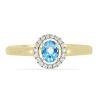 BUY REAL SWISS BLUE TOPAZ GEMSTONE 14K GOLD WHITE DIAMOND HALO RING