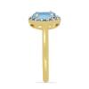 BUY 14K GOLD REAL AQUAMARINE GEMSTONE HALO RING WITH WHITE DIAMOND