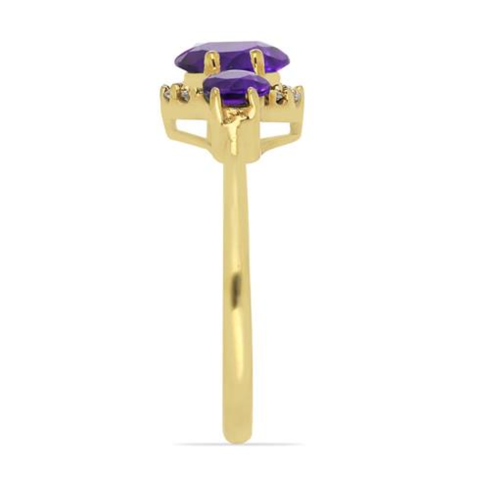 BUY REAL AFRICAN AMETHYST GEMSTONE WITH WHITE DIAMOND CLASSIC RING