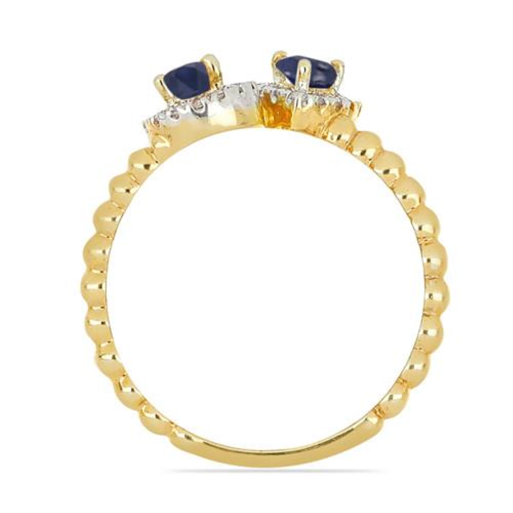 BUY 14K GOLD NATURAL BLUE SAPPHIRE CLASSIC RING WITH WHITE DIAMOND