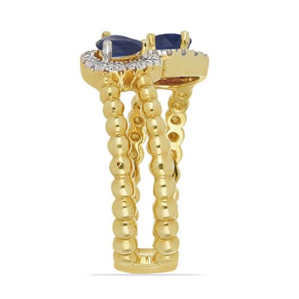 BUY 14K GOLD NATURAL BLUE SAPPHIRE CLASSIC RING WITH WHITE DIAMOND