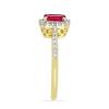 BUY 14K GOLD NATURAL GLASS FILLED RUBY GEMSTONE WHITE DIAMOND HALO RING