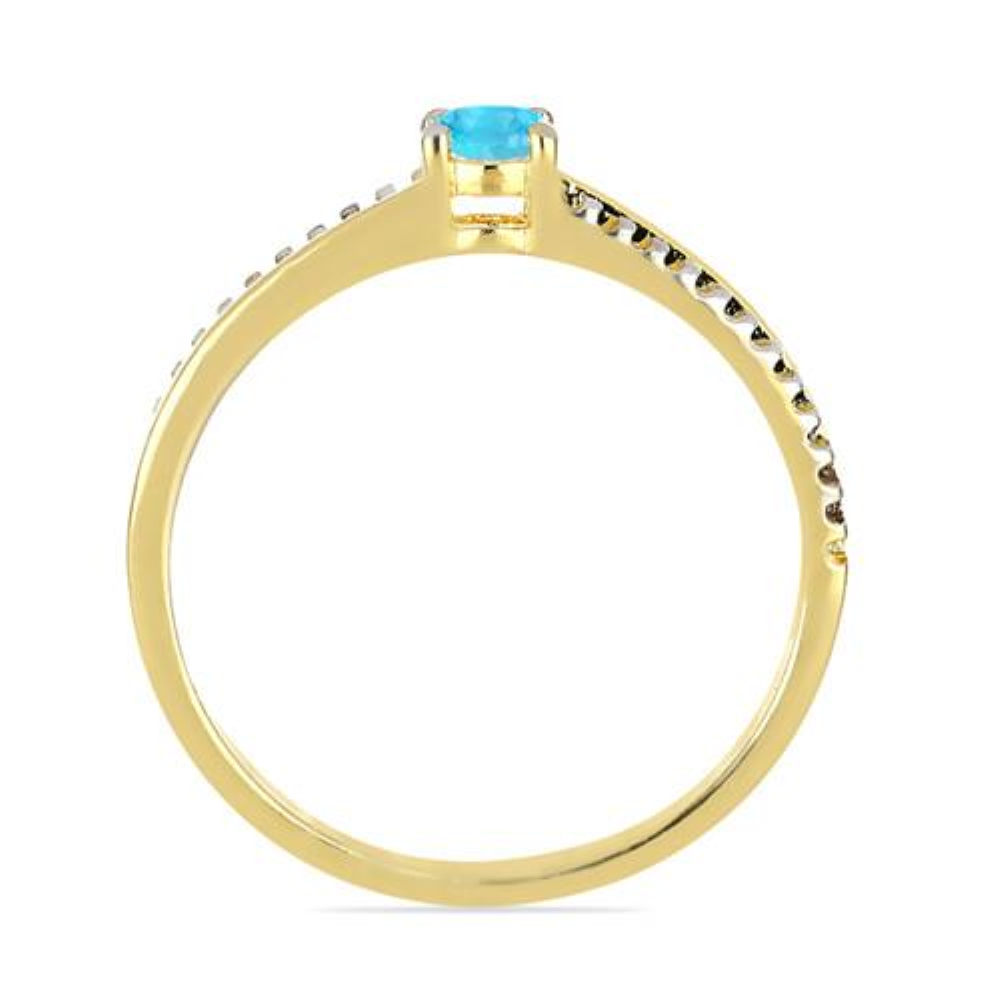 BUY 14K GOLD REAL APATITE GEMSTONE RING WITH WHITE DIAMOND