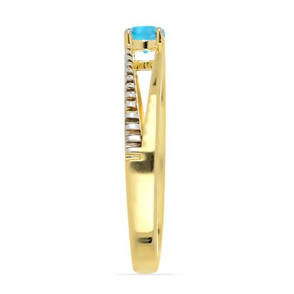 BUY 14K GOLD REAL APATITE GEMSTONE RING WITH WHITE DIAMOND