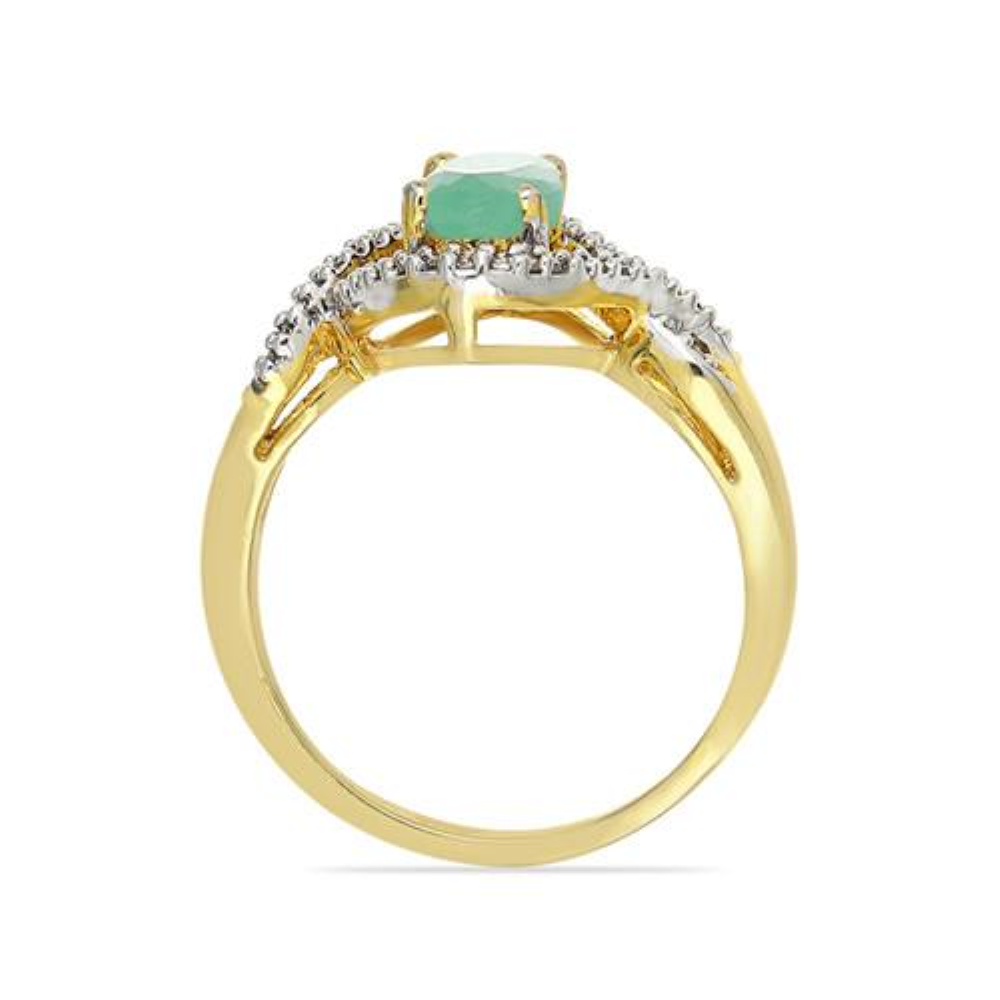 BUY 14K GOLD NATURAL EMERALD GEMSTONE CLASSIC RING