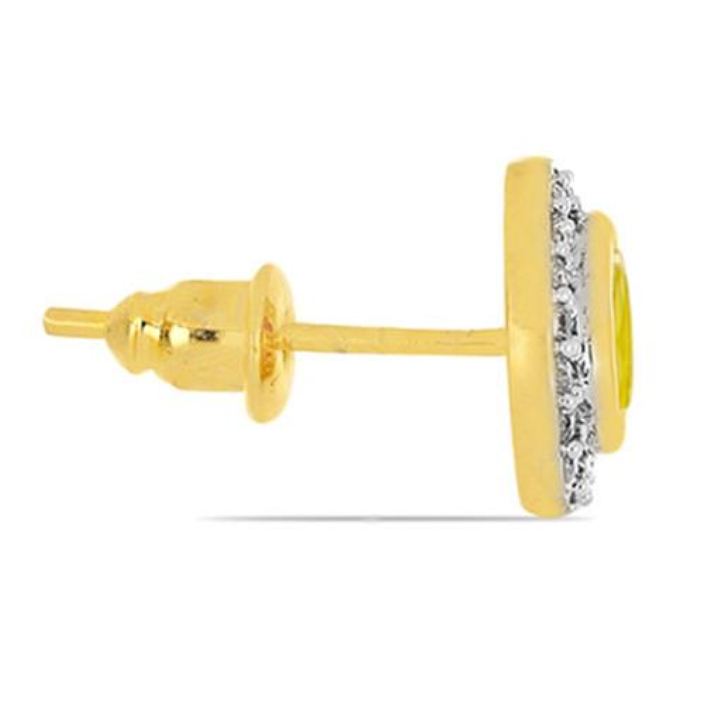 BUY 14K GOLD HALO EARRINGS WITH CITRINE GESMTONE AND WHITE DIAMOND