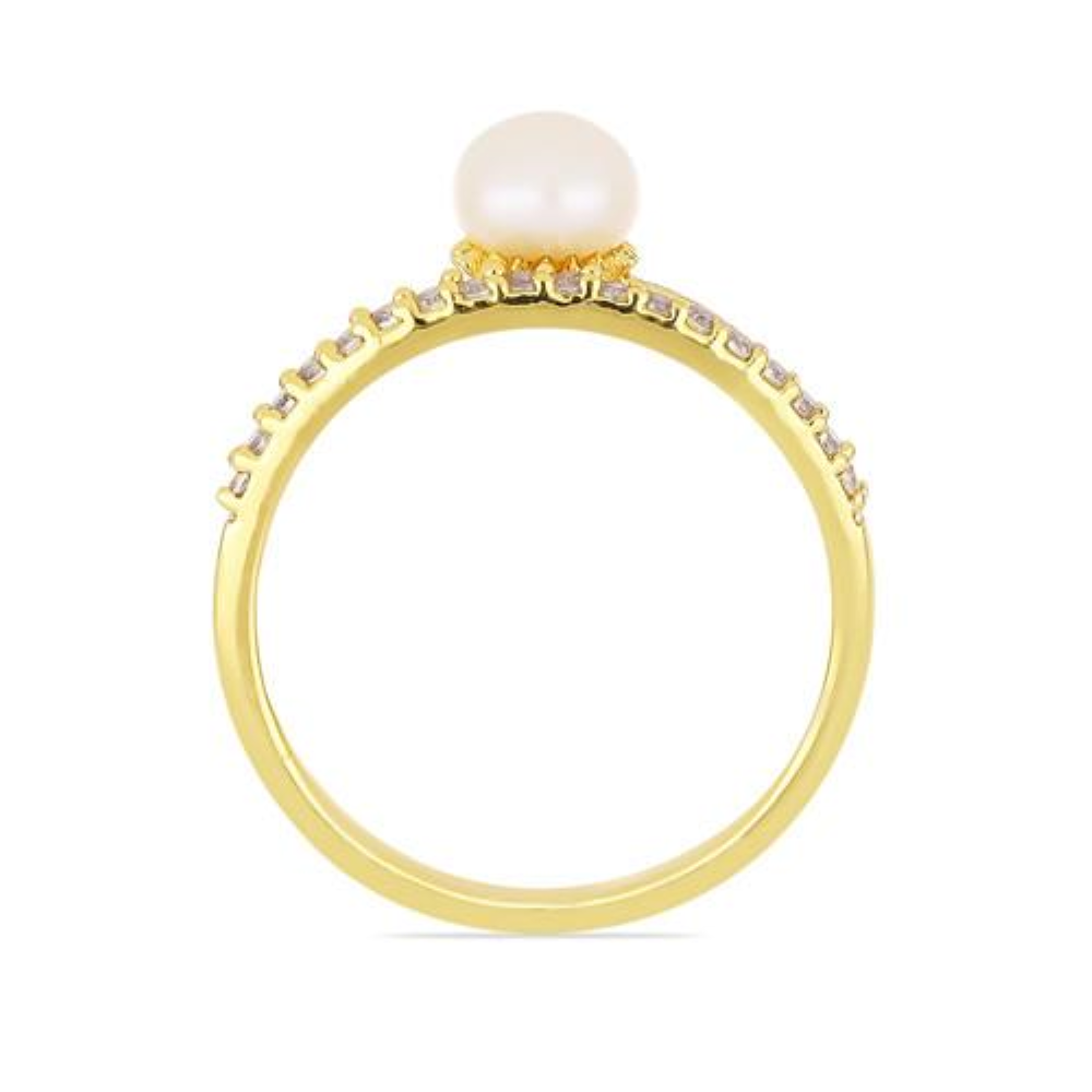 BUY UNIQUE WHITE FRESHWATER PEARL GEMSTONE BRASS  RING