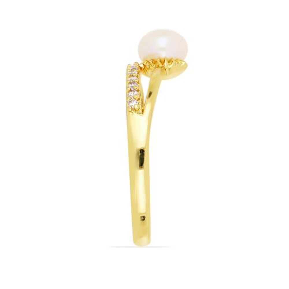 BUY UNIQUE WHITE FRESHWATER PEARL GEMSTONE BRASS  RING