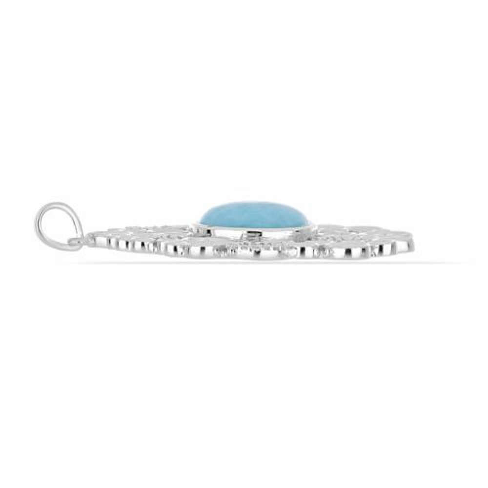 BUY GENUINE AQUA CHALCEDONY GEMSTONE BRASS PENDANT