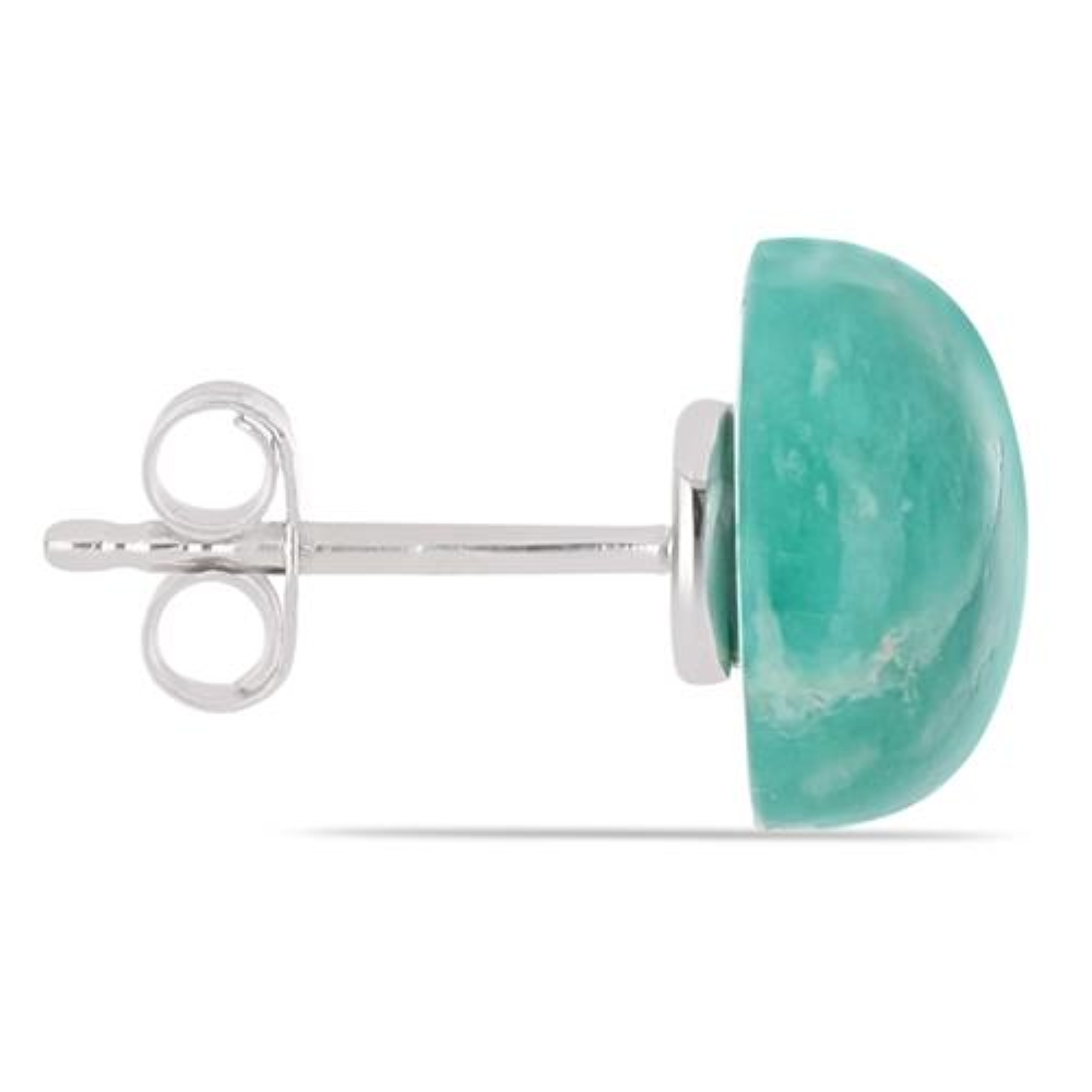 BUY 925 SILVER NATURAL AMAZONITE SINGLE STONE EARRINGS