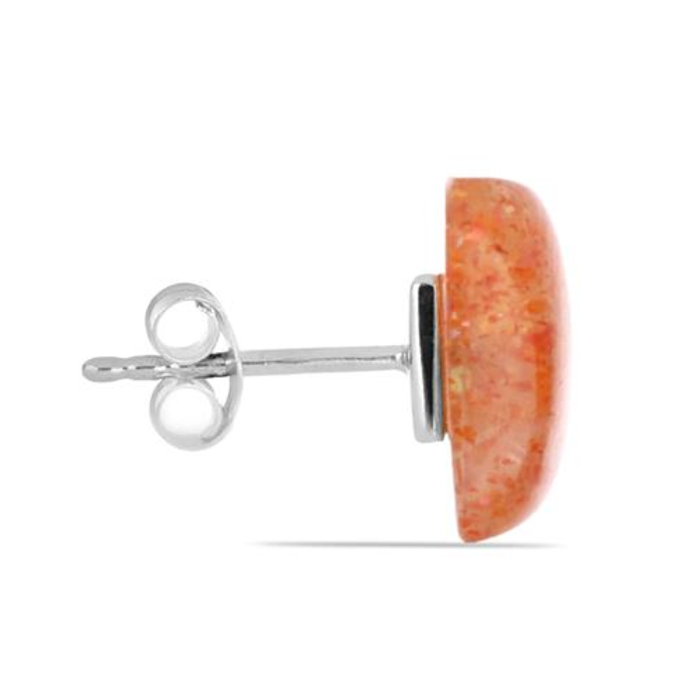 BUY 925 SILVER NATURAL ORANGE SUNSTONE GEMSTONE EARRINGS