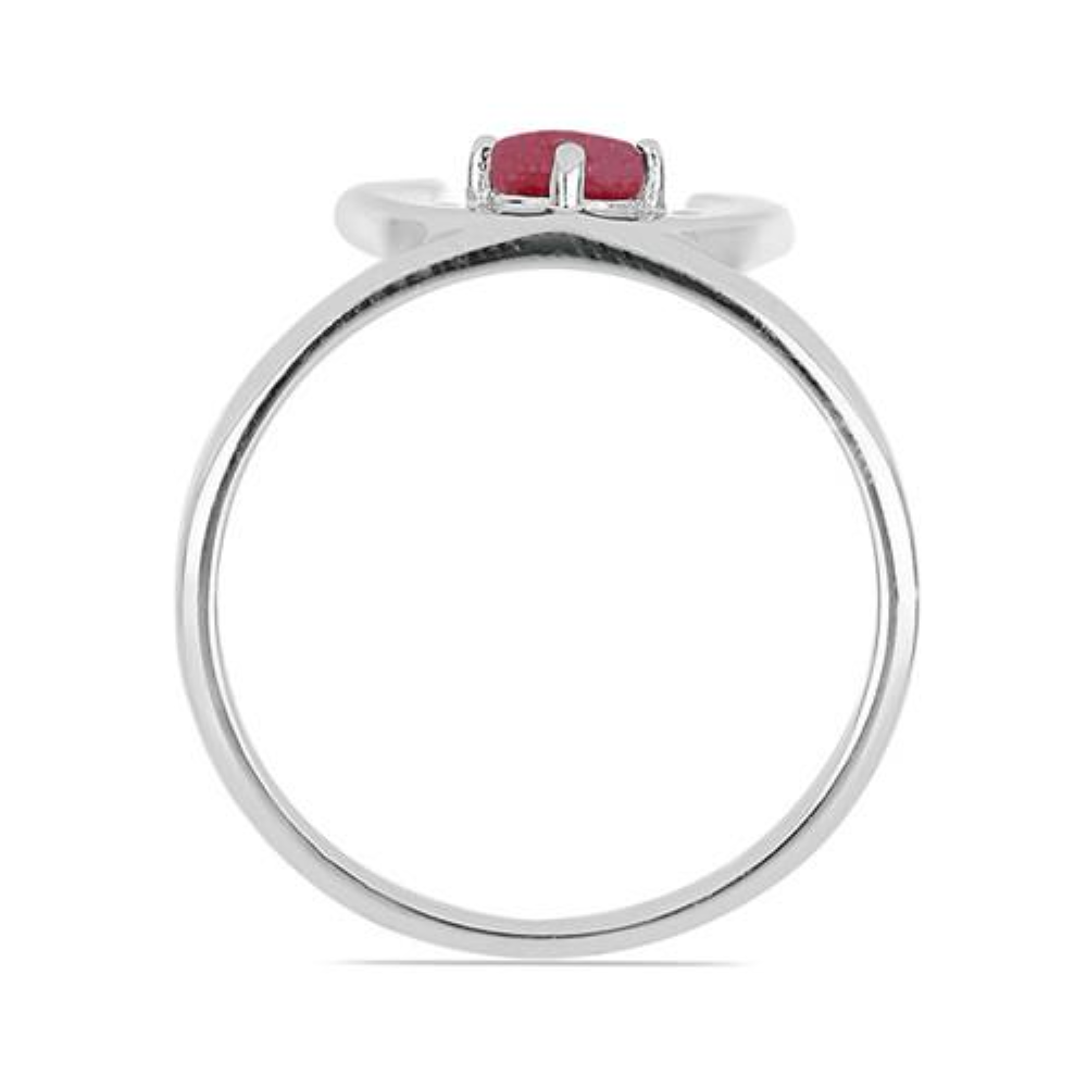 BUY GLASS FILLED RUBY SINGLE STONE RING IN 925 SILVER