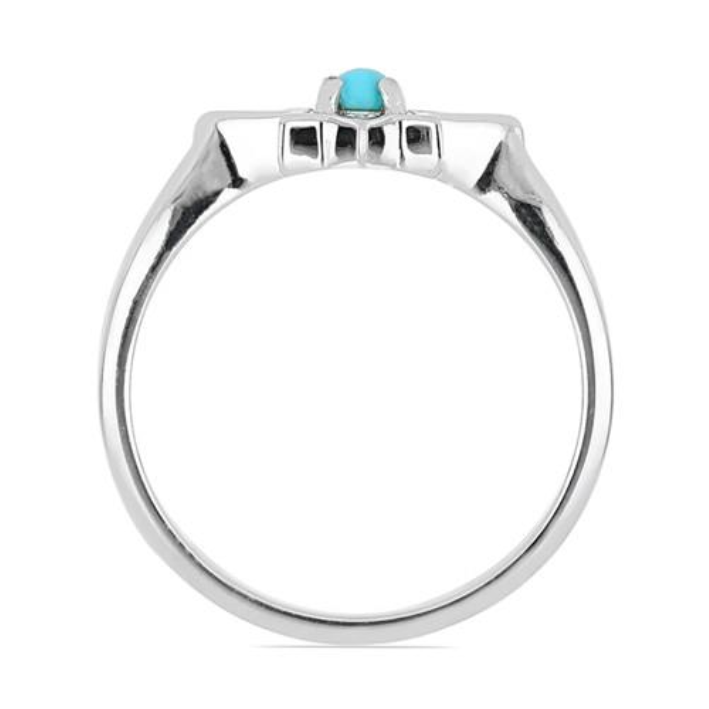 BUY NATURAL BLUE TURQUOISE GEMSTONE CLASSIC RING IN 925 SILVER