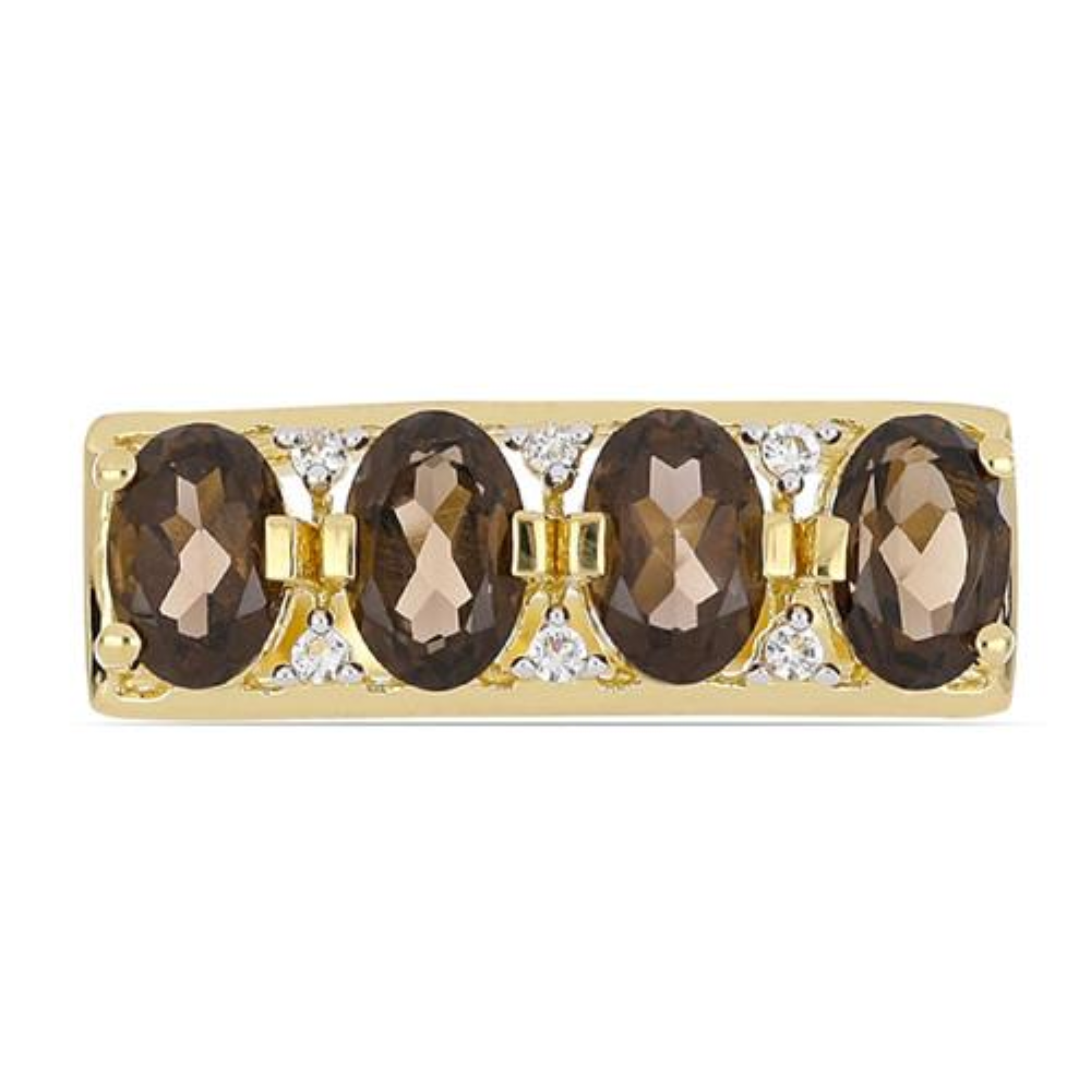 BUY 925 SILVER NATURAL SMOKY MULTI GEMSTONE STYLISH RING