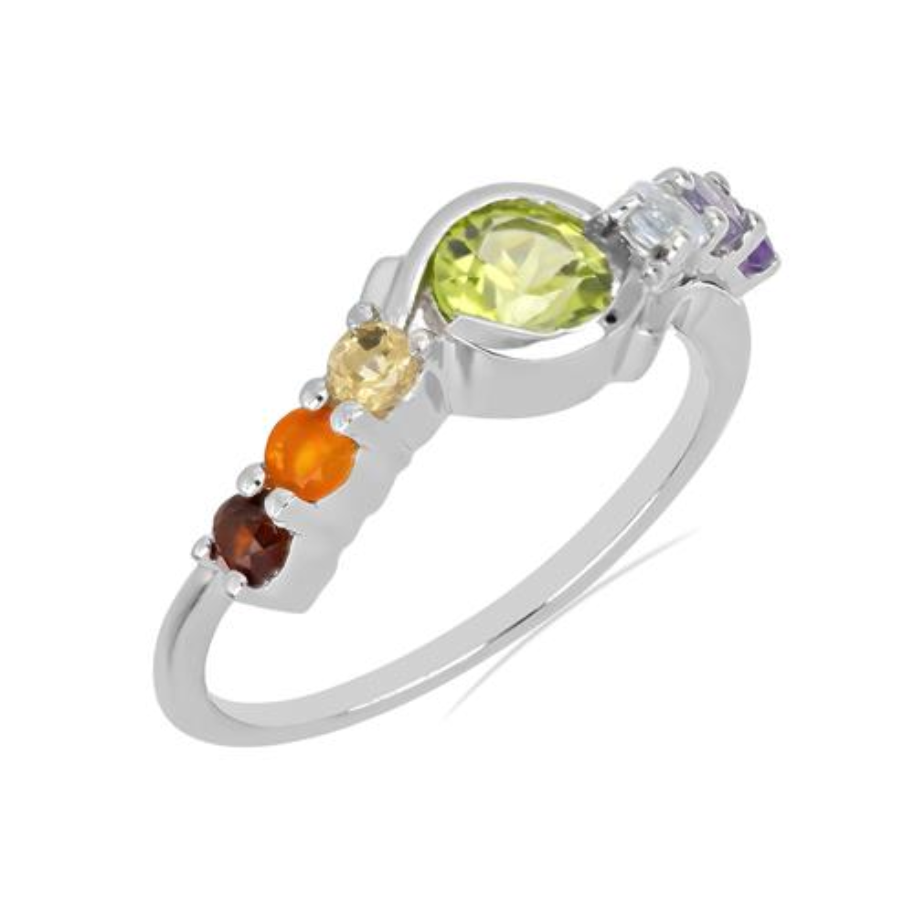 BUY 925 STERLING SILVER CHAKRA STONES UNIQUE RING