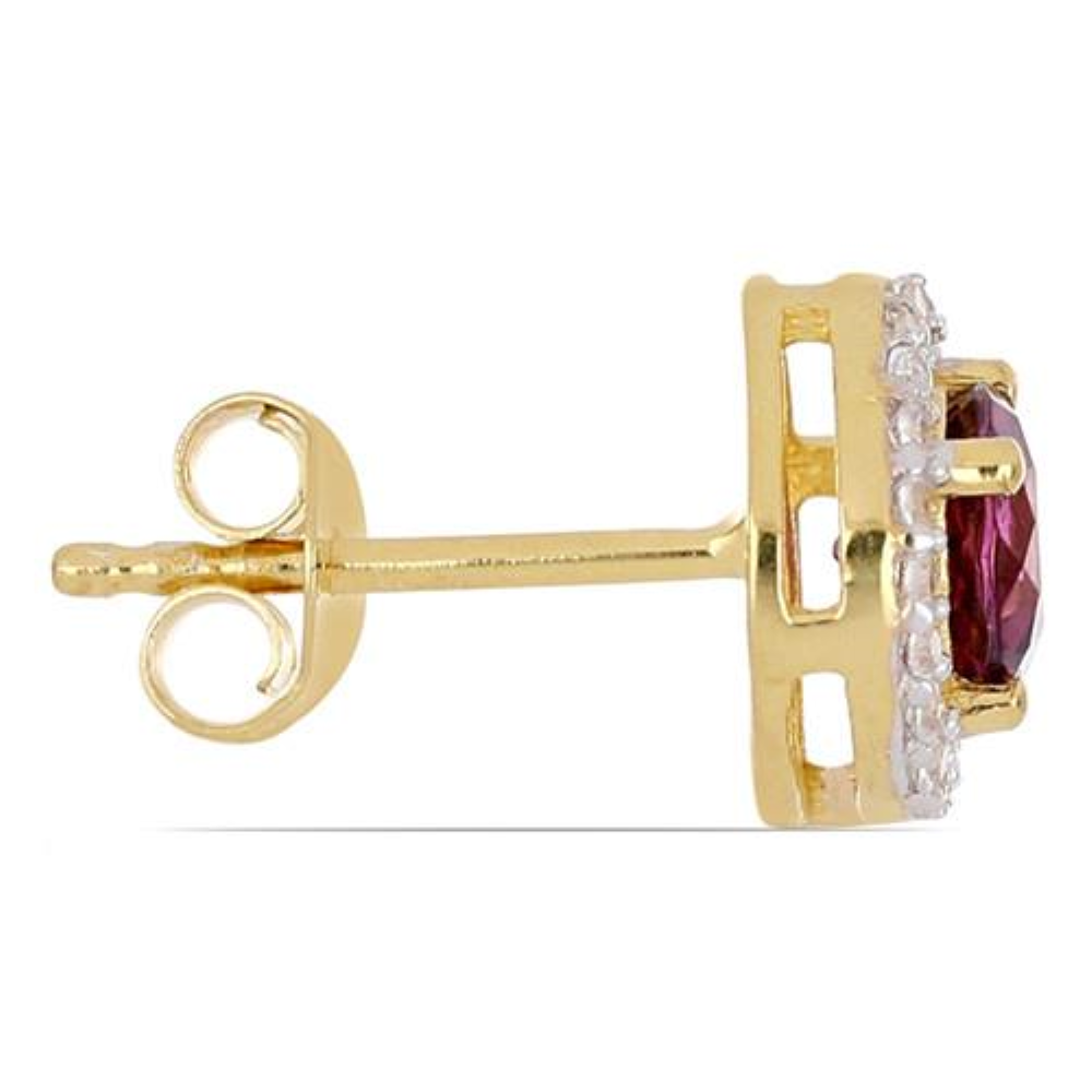 BUY STERLING SILVER  NATURAL RHODOLITE GEMSTONE HALO EARRINGS