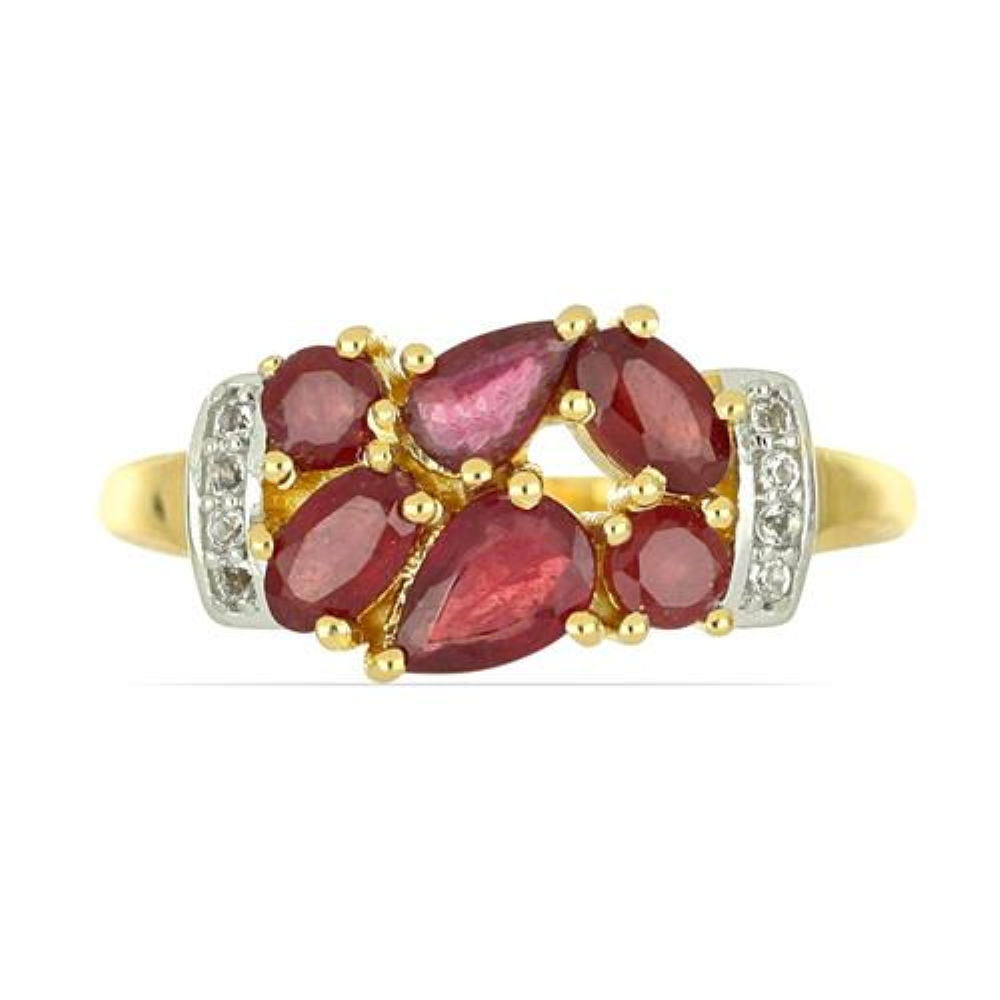 BUY STERLING SILVER NATURAL GLASS FILLED RUBY GEMSTONE STYLISH RING