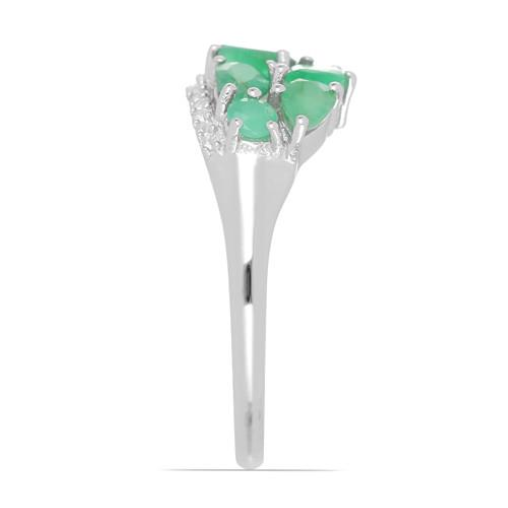 BUY NATURAL EMERALD GEMSTONE RING IN STERLING SILVER