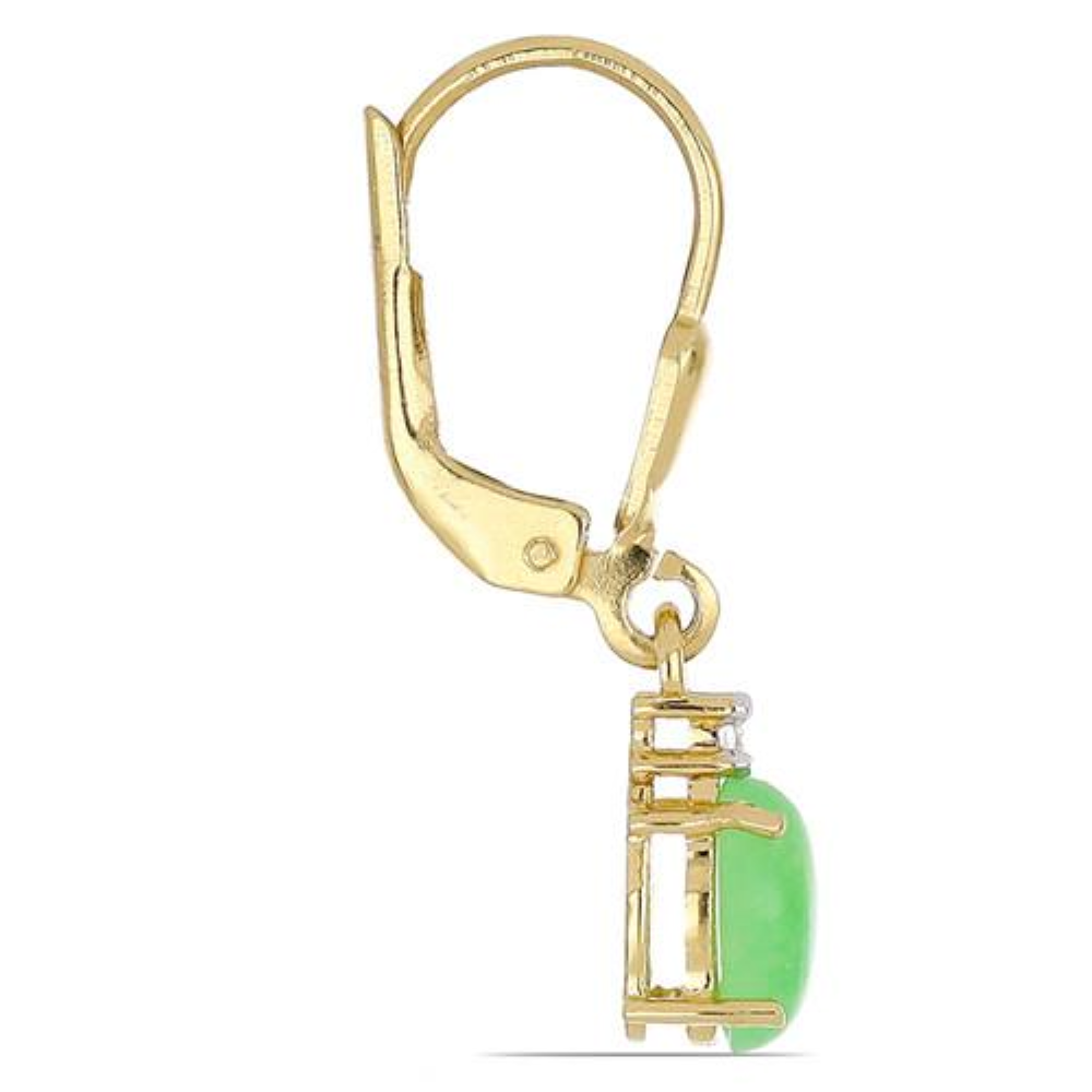 BUY STERLING SILVER NATURAL GREEN JADE GEMSTONE CLASSIC EARRINGS