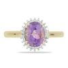 BUY STERLING SILVER NATURAL BRAZILIAN AMETHYST WITH WHITE ZIRCON GEMSTONE RING