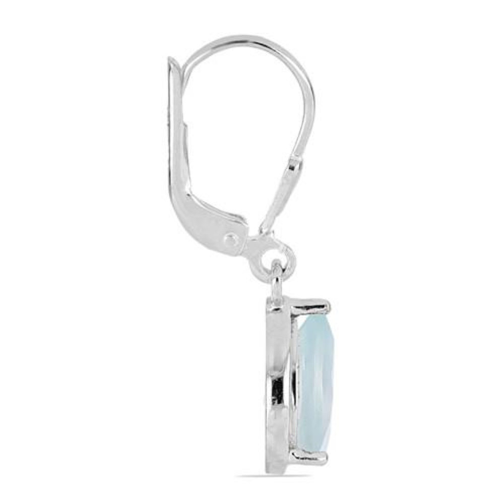 BUY NATURAL AQUA CHALCEDONY GEMSTONE BIG STONE EARRINGS IN STERLING SILVER