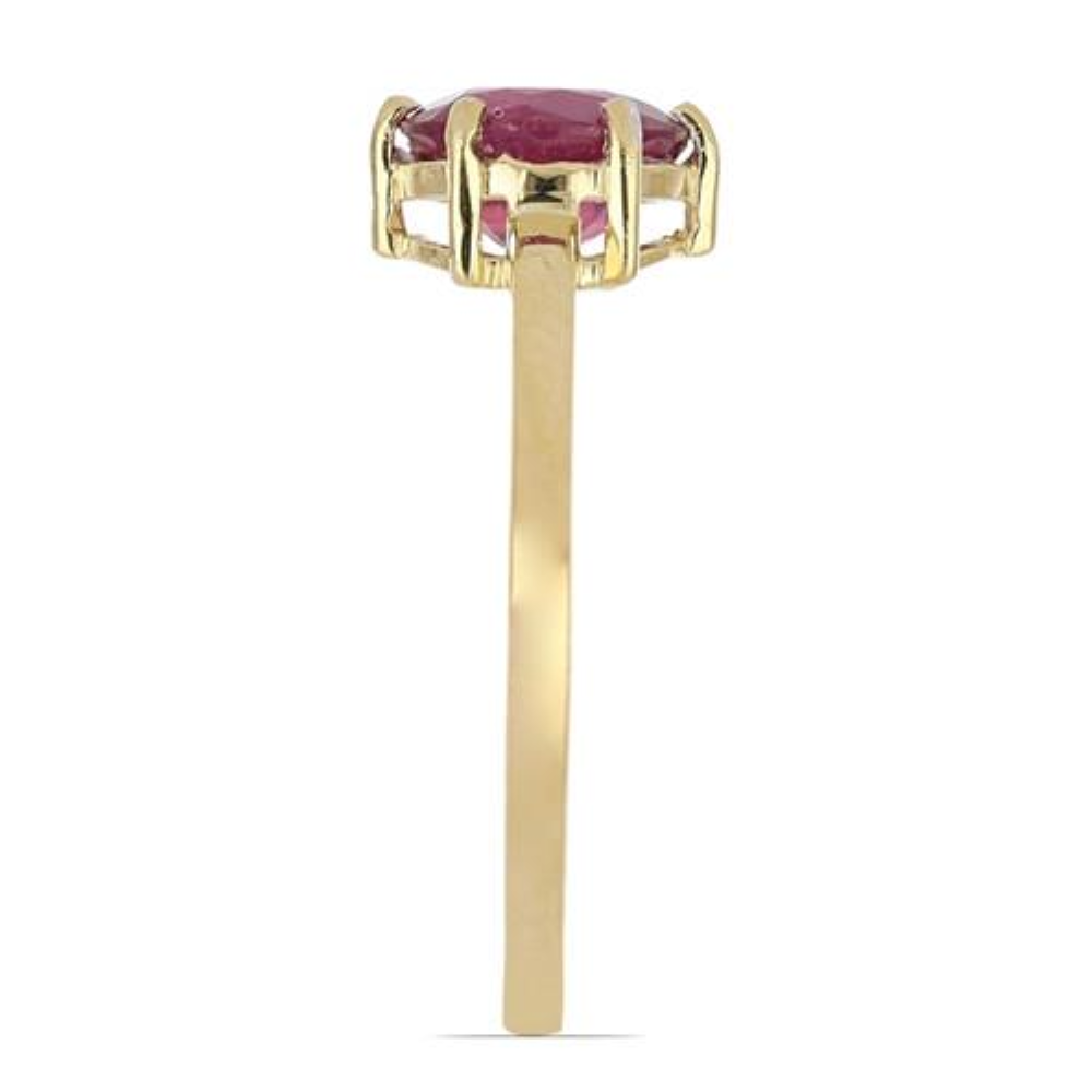 BUY STERLING SILVER GOLD PLATED NATURAL GLASS FILLED RUBY GEMSTONE RING