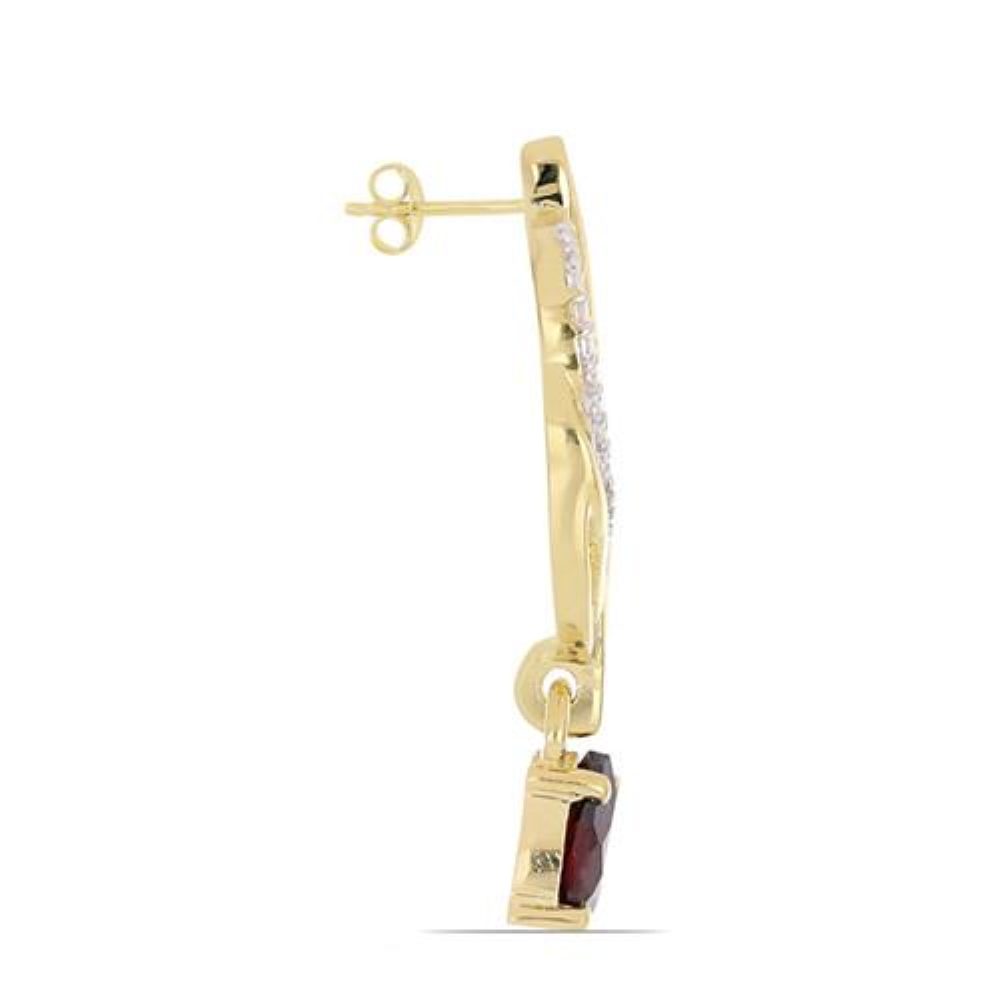 BUY REAL RHODOLITE GEMSTONE CLASSIC EARRINGS IN 925 SILVER