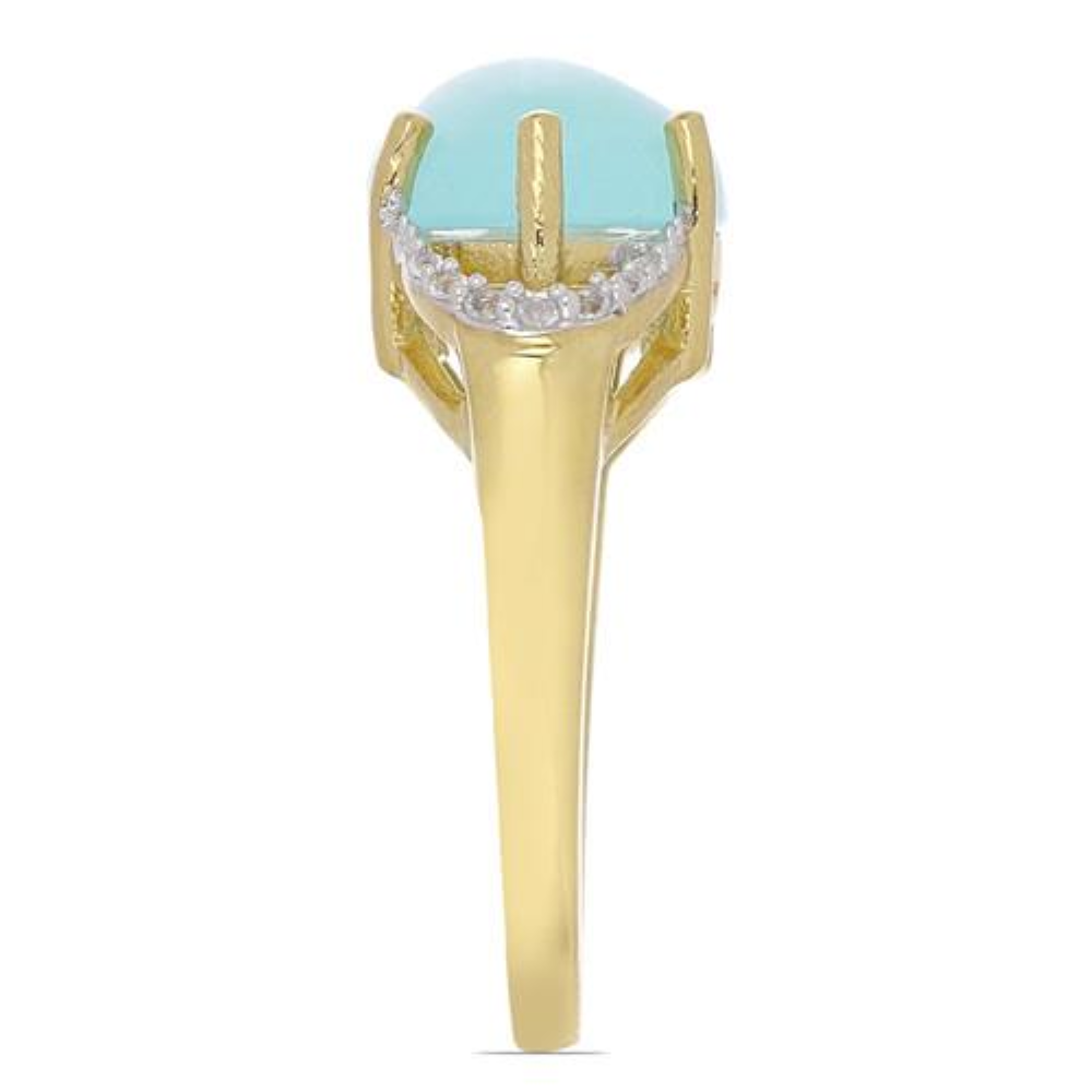 BUY REAL AQUA CHALCEDONY GEMSTONE CLASSIC RING IN 925 SILVER