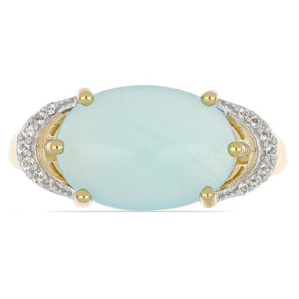 BUY REAL AQUA CHALCEDONY GEMSTONE CLASSIC RING IN 925 SILVER