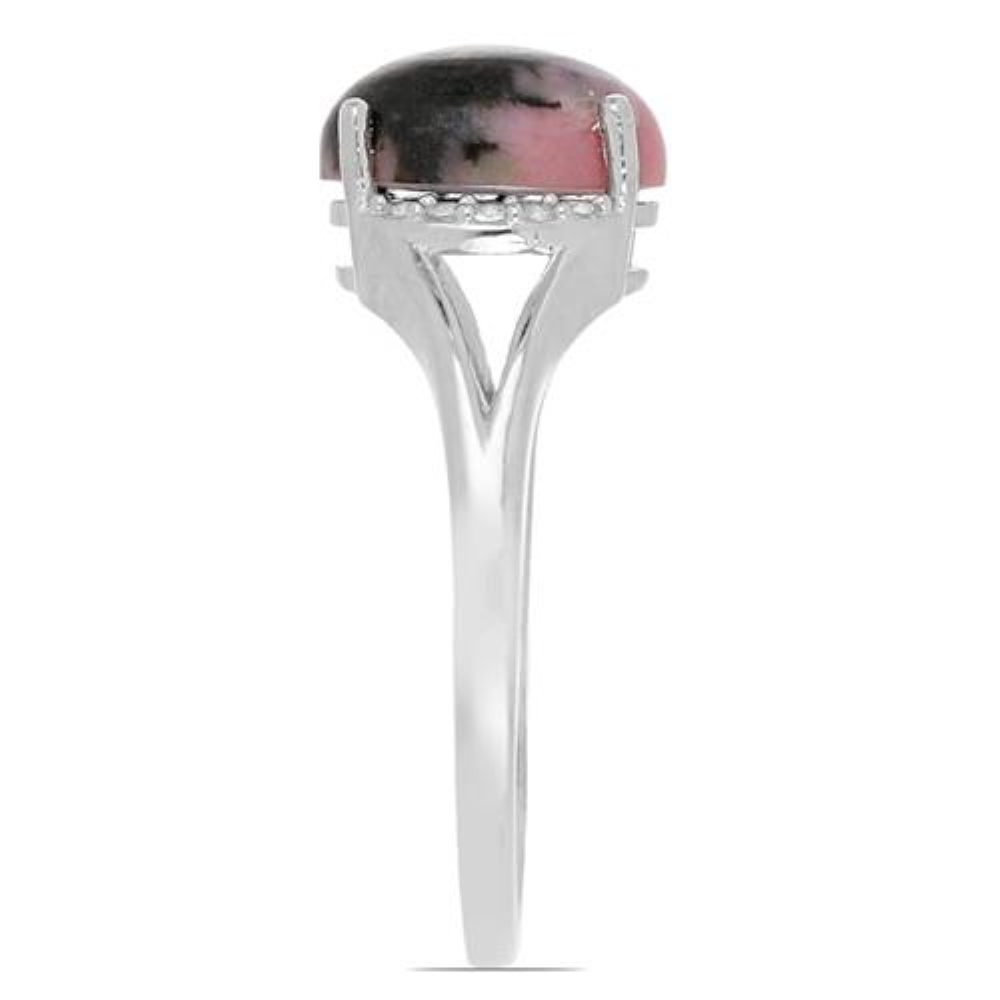 BUY STERLING SILVER NATURAL RHODONITE GEMSTONE CLASSIC RING