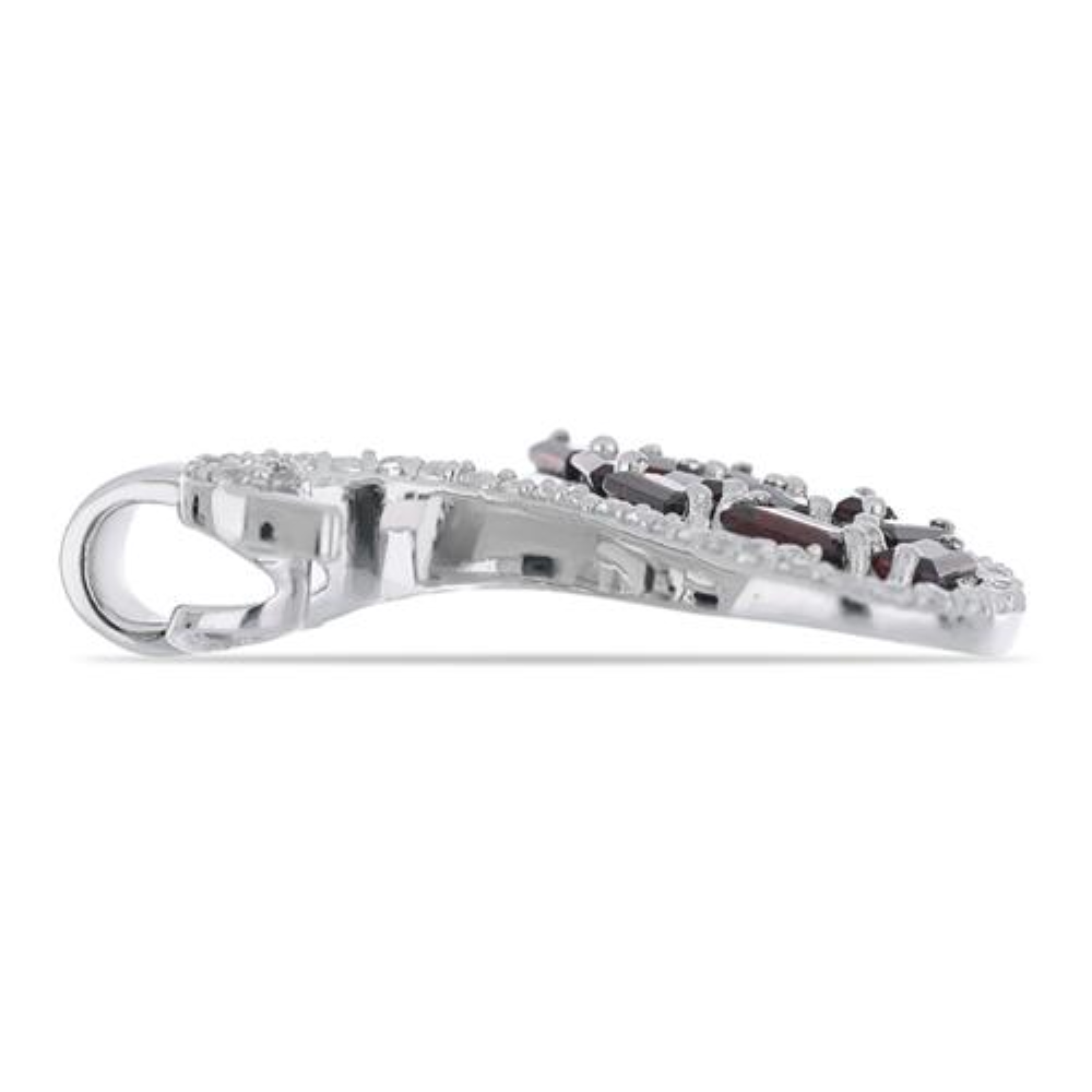 BUY 925 SILVER NATURAL GARNET & WHITE ZIRCON GEMSTONE DUCK PENDANT 