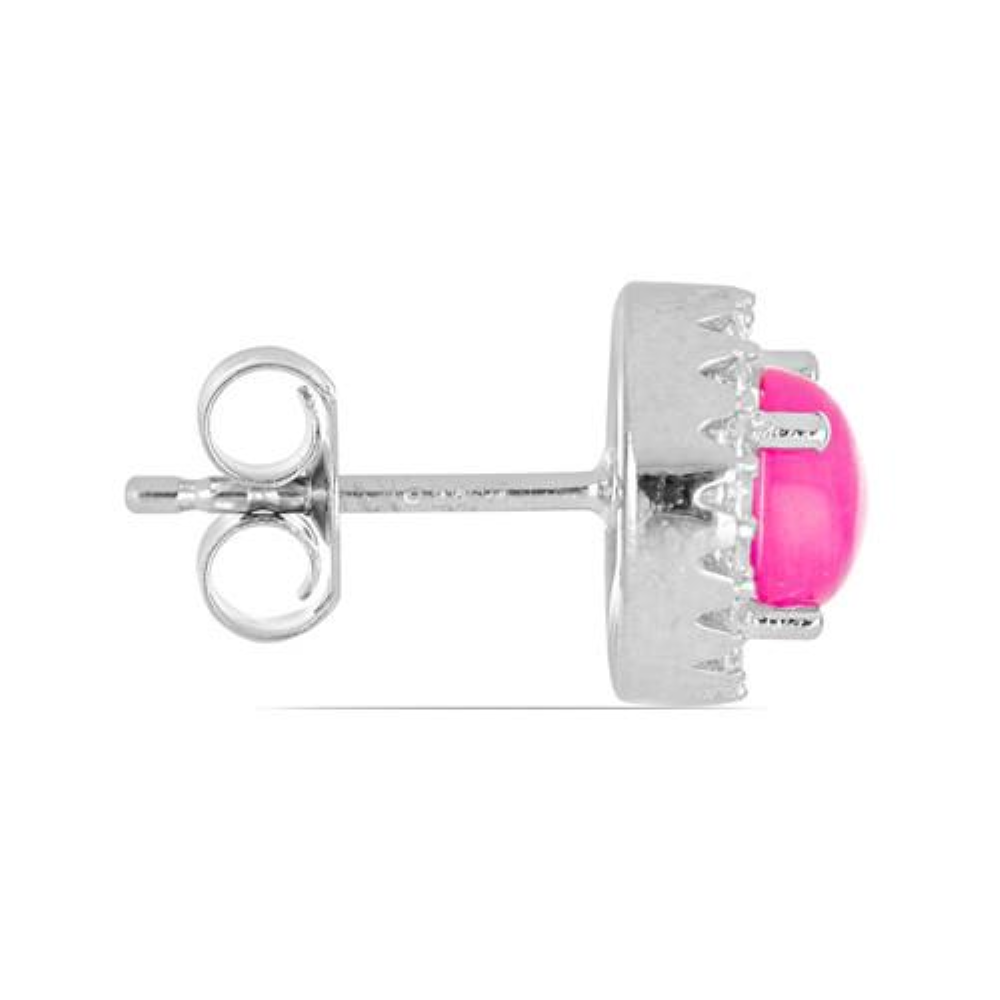 BUY 925 SILVER NATURAL PINK ETHIOPIAN OPAL GEMSTONE HALO EARRINGS