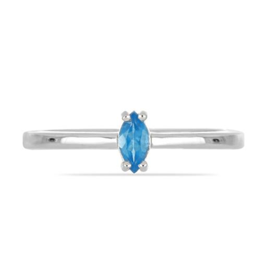 BUY STERLING SILVER NATURAL APATITE SINGLE STONE RING