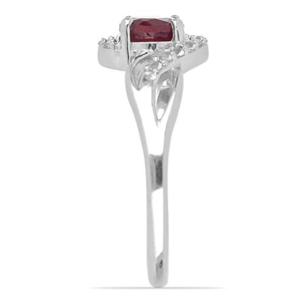 BUY 925 SILVER NATURAL GLASS FILLED RUBY GEMSTONE CLASSIC RING