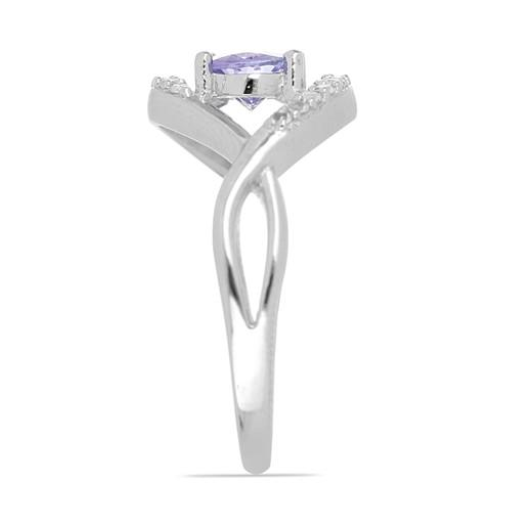 NATURAL TANZANITE GEMSTONE CLASSIC RING IN STERLING SILVER