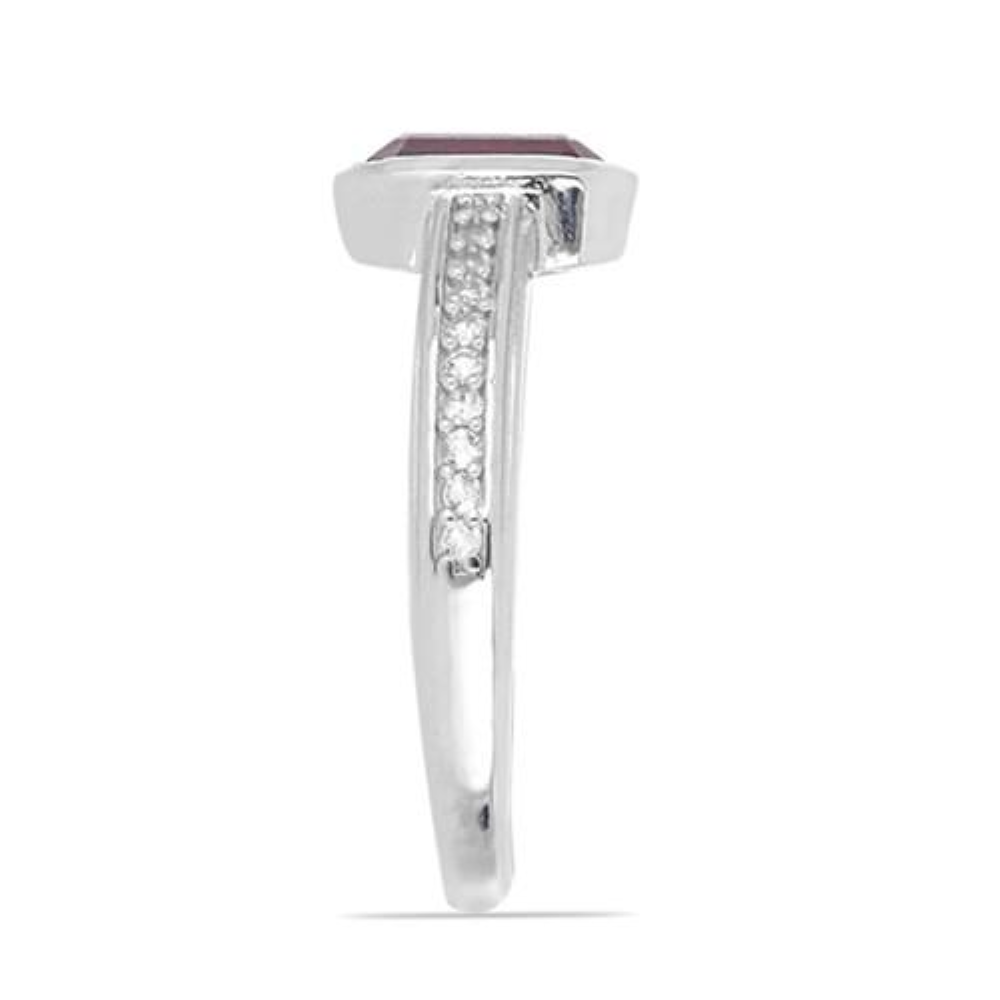 BUY STERLING SILVER  GLASS FILLED RUBY GEMSTONE CLASSIC RING