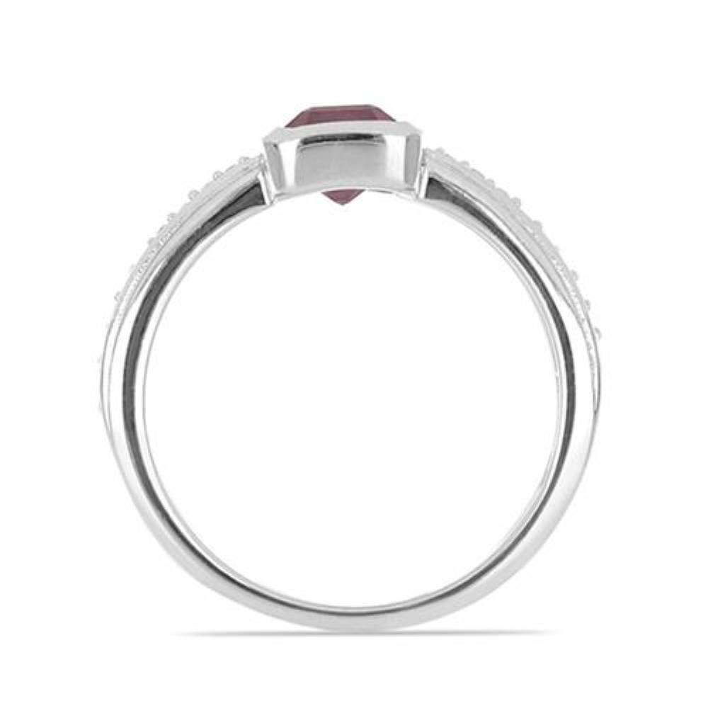 BUY STERLING SILVER  GLASS FILLED RUBY GEMSTONE CLASSIC RING