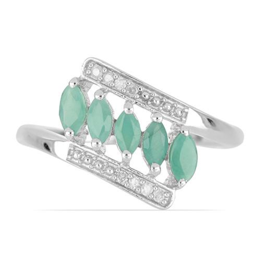 BUY NATURAL EMERALD MULTI STONE STYLISH RING IN 925 SILVER