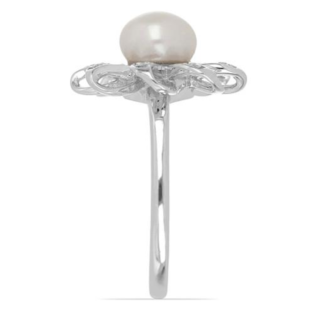 BUY STERLING SILVER NATURAL WHITE FRESHWATER PEARL GEMSTONE STYLISH RING