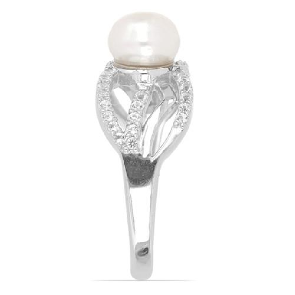 BUY NATURAL WHITE FRESHWATER PEARL GEMSTONE STYLISH RING