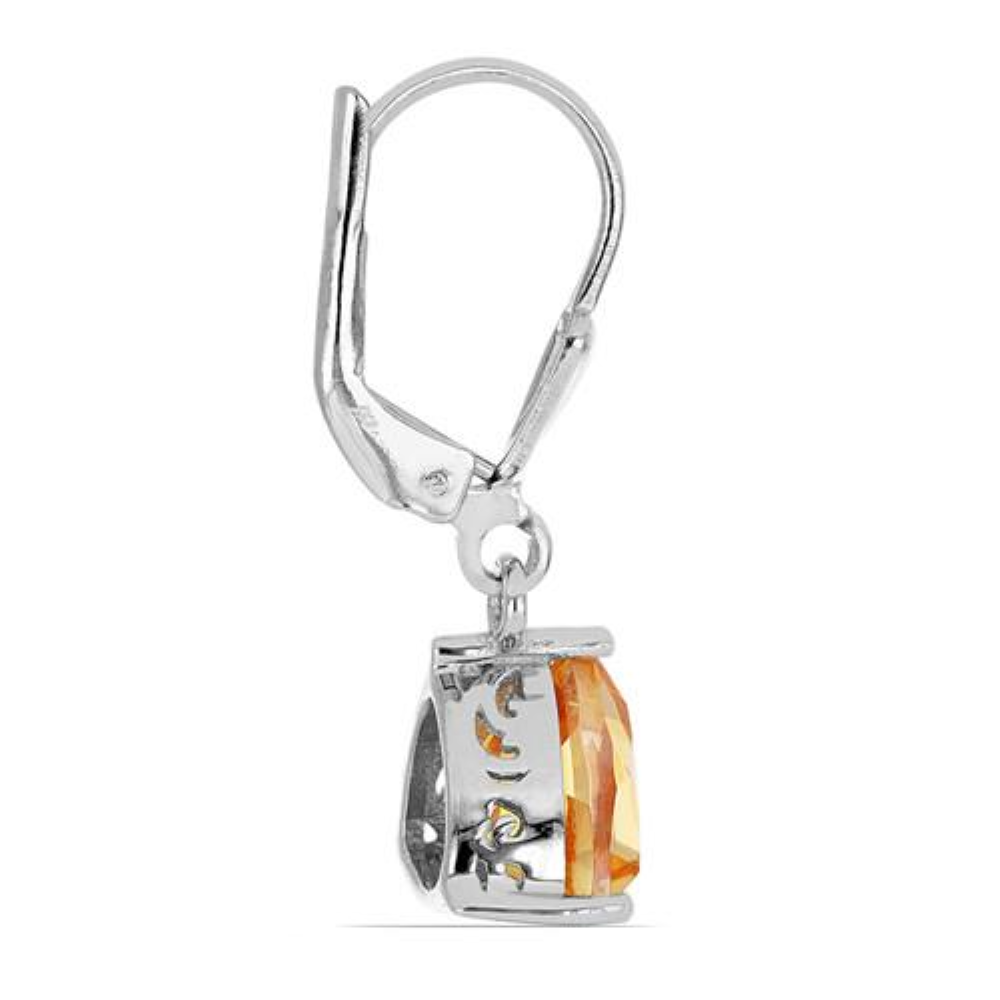 BUY NATURAL PADPARADSCHA QUARTZ GEMSTONE EARRINGS IN STERLING SILVER