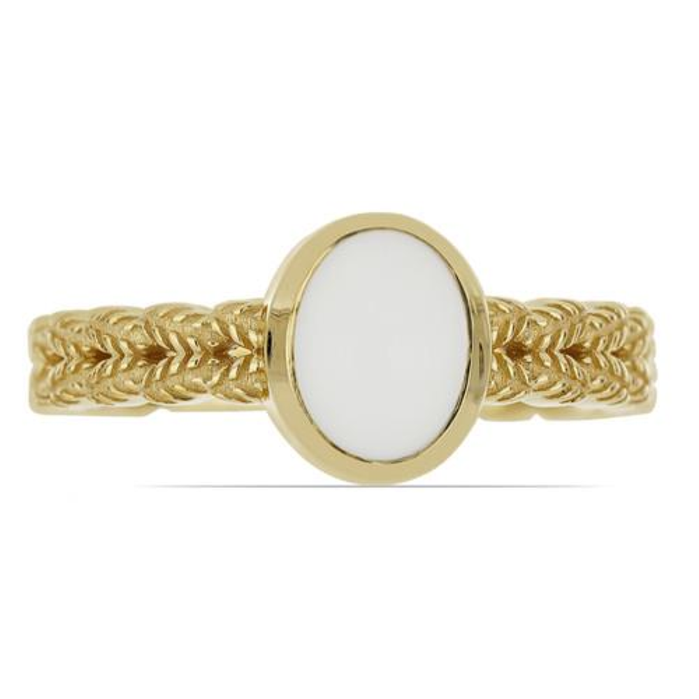 BUY GENUINE WHITE ONYX SINGLE STONE BRASS RING