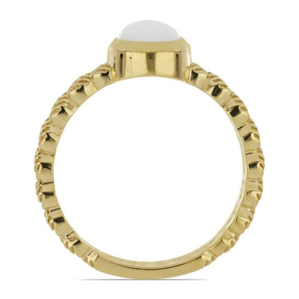BUY GENUINE WHITE ONYX SINGLE STONE BRASS RING