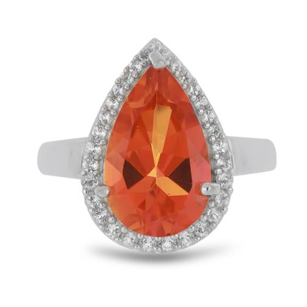 BUY STERLING SILVER NATURAL PARPARADSCHA QUARTZ GEMSTONE CLASSIC RING