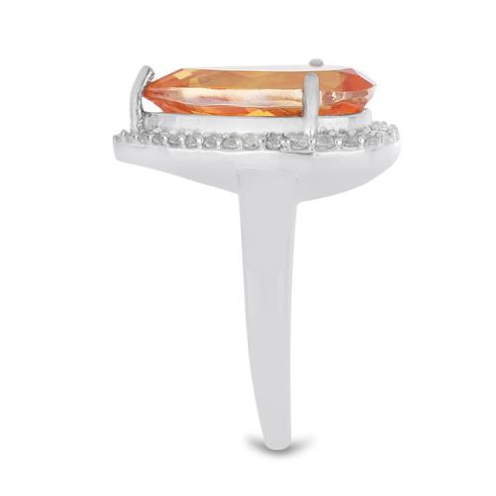 BUY STERLING SILVER NATURAL PARPARADSCHA QUARTZ GEMSTONE CLASSIC RING