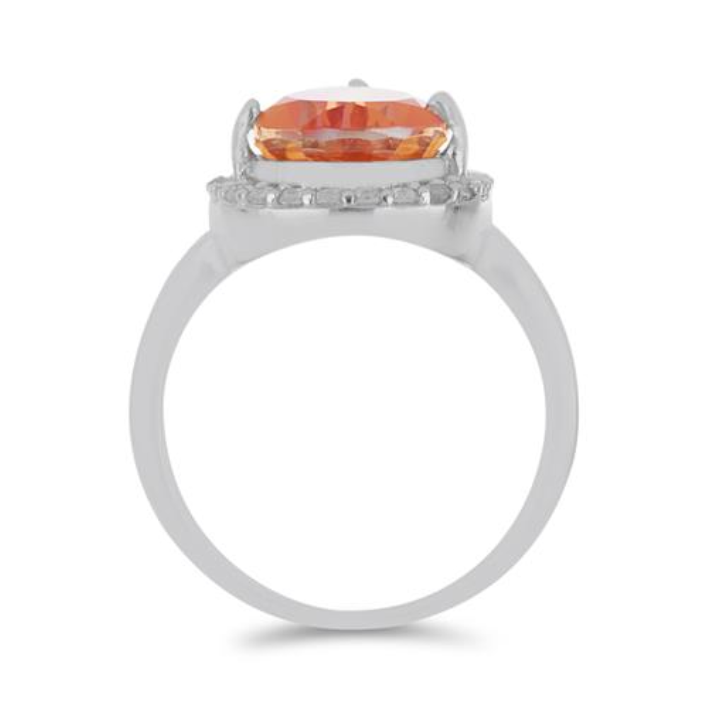 BUY STERLING SILVER NATURAL PARPARADSCHA QUARTZ GEMSTONE CLASSIC RING