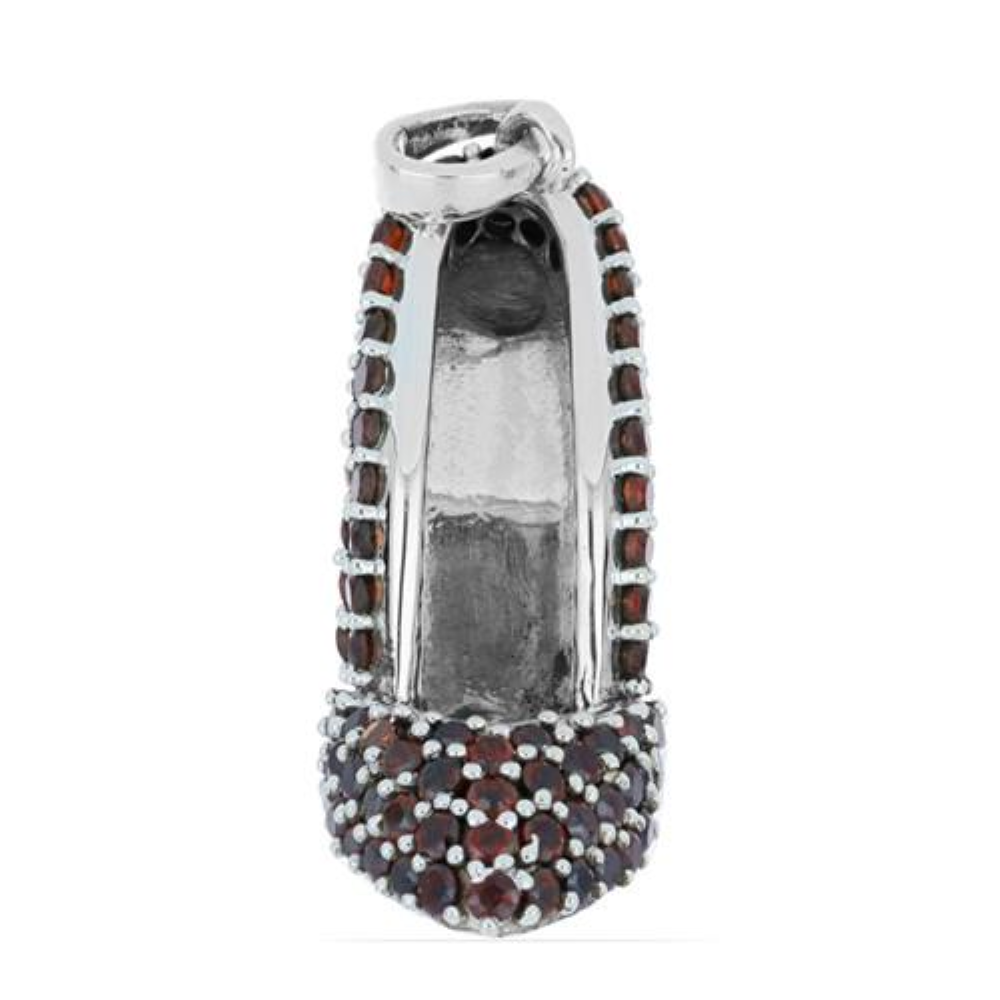 BUY NATURAL GARNET GEMSTONE SHOE PENDANT IN 925 STERLING SILVER
