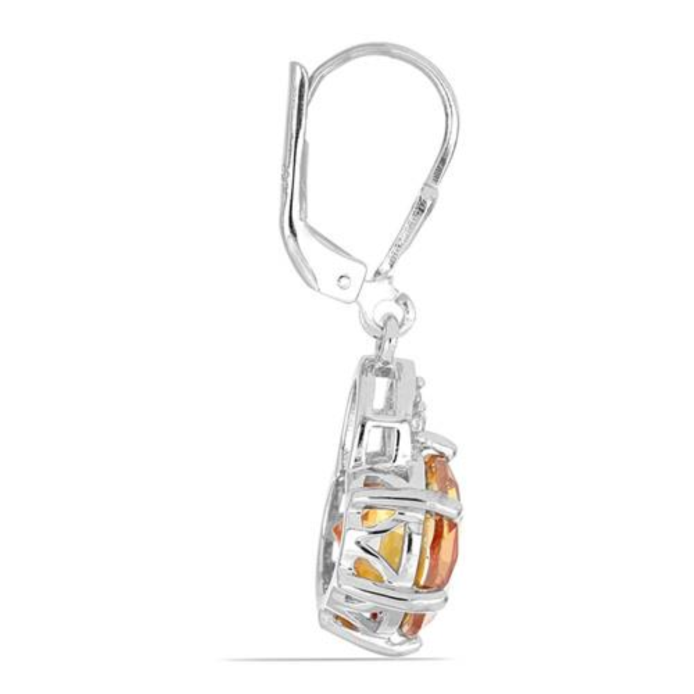 BUY 925 SILVER REAL PADPARADSCHA QUARTZ GEMSTONE EARRINGS